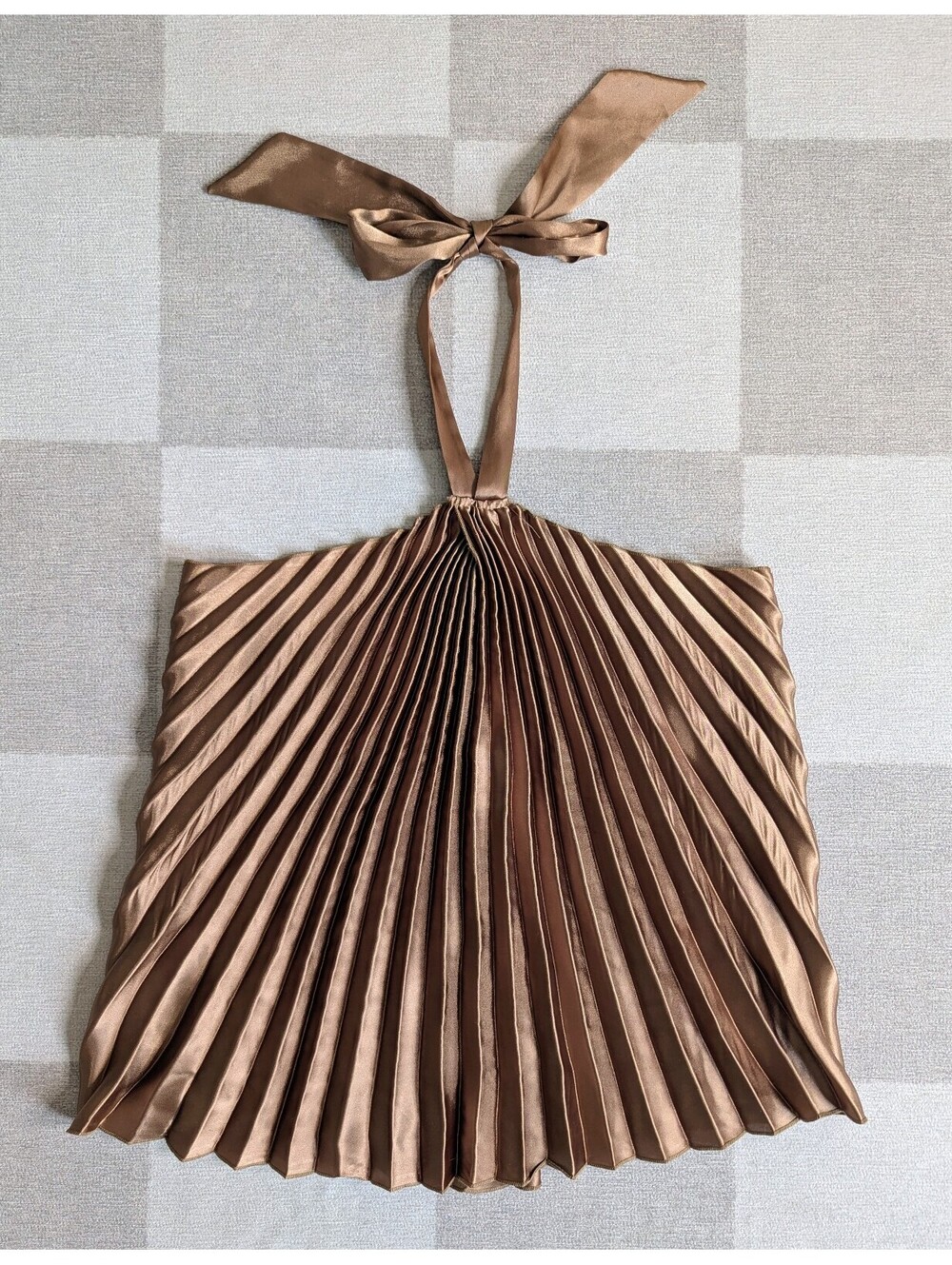 Vintage y2k satin accordion pleated halter top